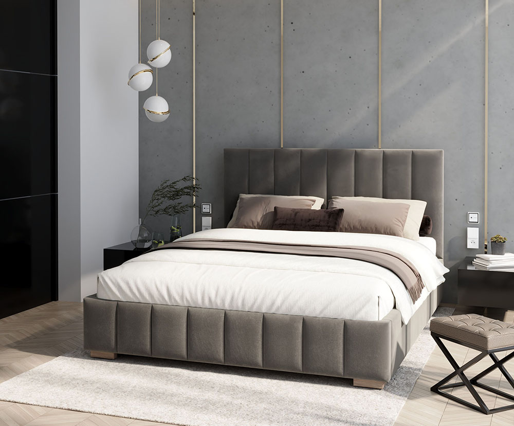 Čalouněná postel AUSTIN 140x200cm Tmavě šedá Paris s úložným prostorem kovový rošt