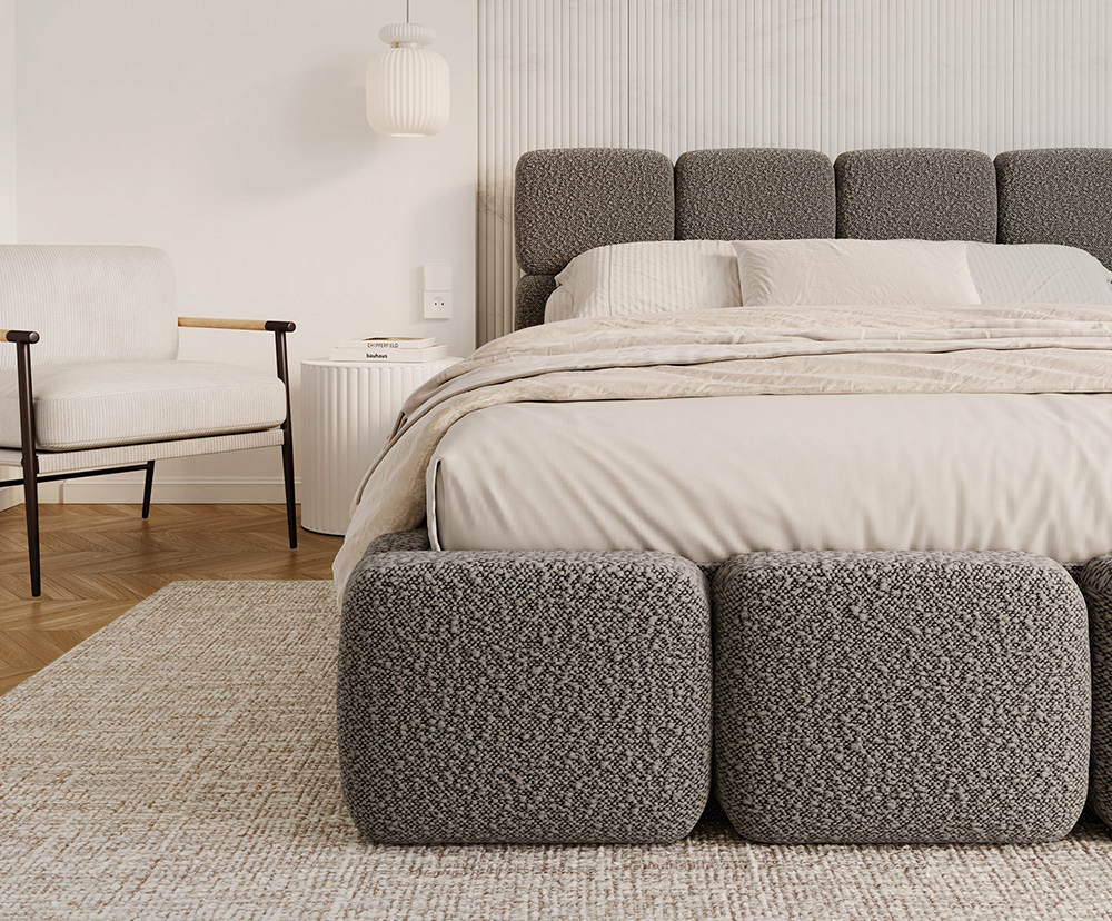 Čalouněná postel DELICATO 180x200 cm Grafit Boucle s úložným prostorem kovový rošt