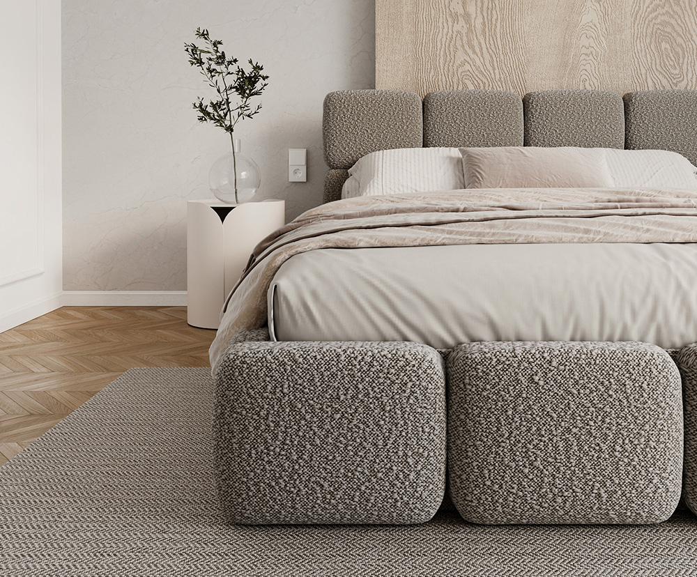 Čalouněná postel DELICATO 180x200 cm Šedá Boucle s úložným prostorem kovový rošt