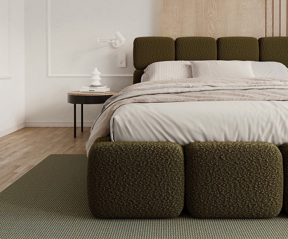 Čalouněná postel DELICATO 160x200 cm Zelená Boucle s úložným prostorem kovový rošt