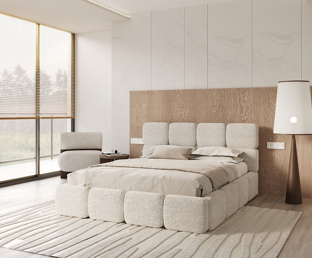 Čalouněná postel DELICATO 140x200 cm Bílá Cleo s úložným prostorem kovový rošt