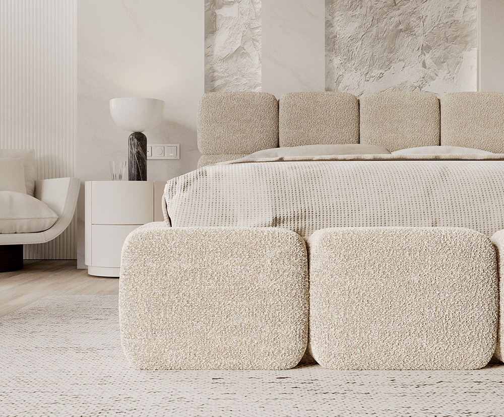 Čalouněná postel DELICATO 180x200 cm Krémová Cleo s úložným prostorem kovový rošt