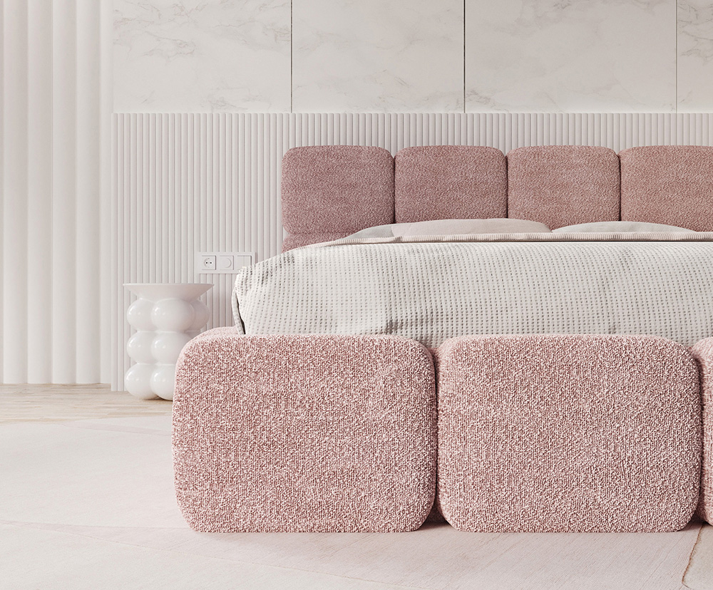 Čalouněná postel DELICATO 140x200 cm Růžová Cleo s úložným prostorem kovový rošt