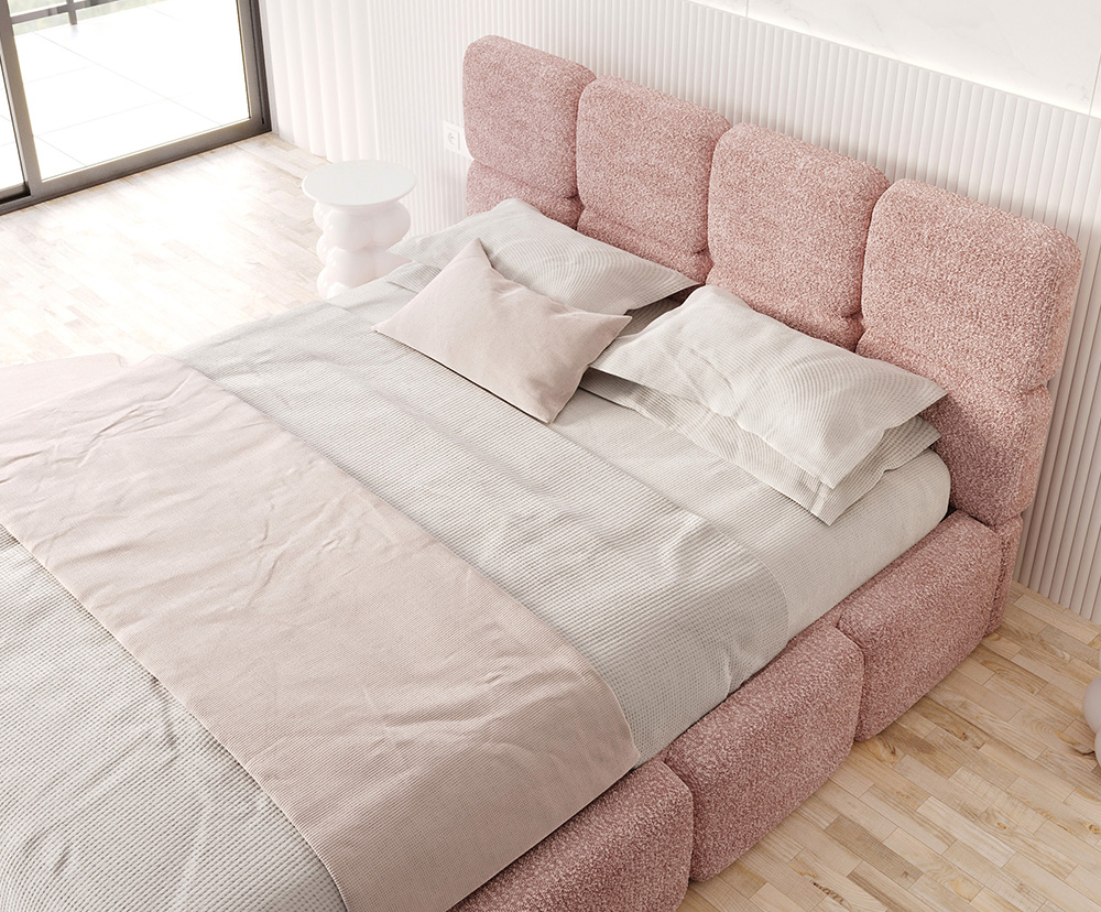 Čalouněná postel DELICATO 180x200 cm Růžová Cleo s úložným prostorem kovový rošt