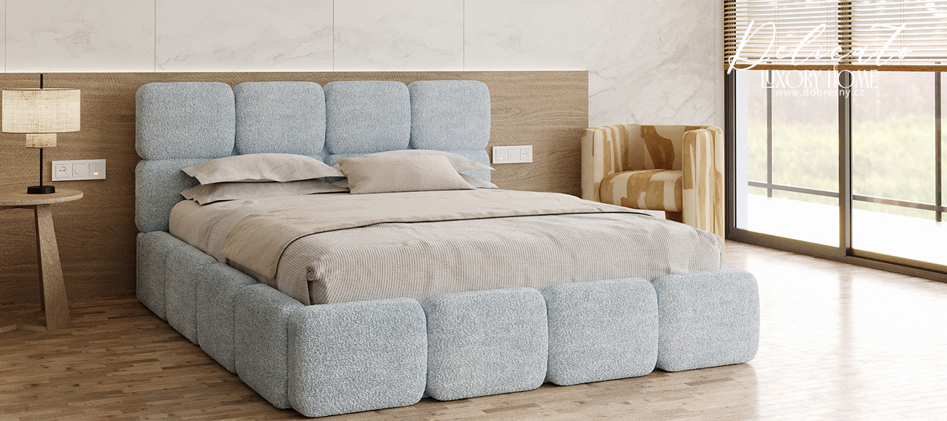 Čalouněná postel DELICATO 140x200 cm Tyrkysová Cleo s úložným prostorem kovový rošt
