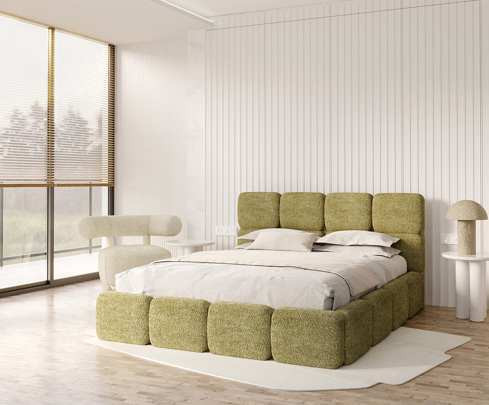 Čalouněná postel DELICATO 140x200 cm Zelená Cleo s úložným prostorem kovový rošt