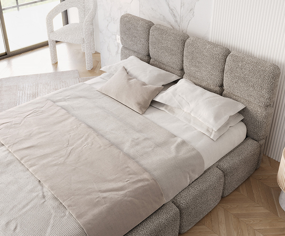 Čalouněná postel DELICATO 160x200 cm Šedá Cleo s úložným prostorem kovový rošt