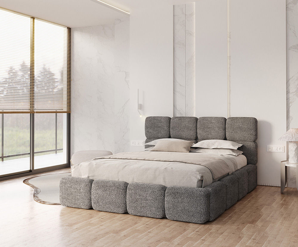 Čalouněná postel DELICATO 180x200 cm Tmavě šedá Cleo s úložným prostorem kovový rošt