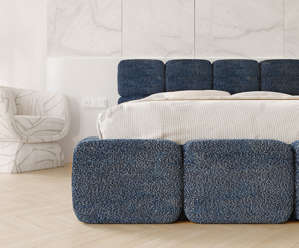 Čalouněná postel DELICATO 160x200 cm Modrá Cleo s úložným prostorem kovový rošt