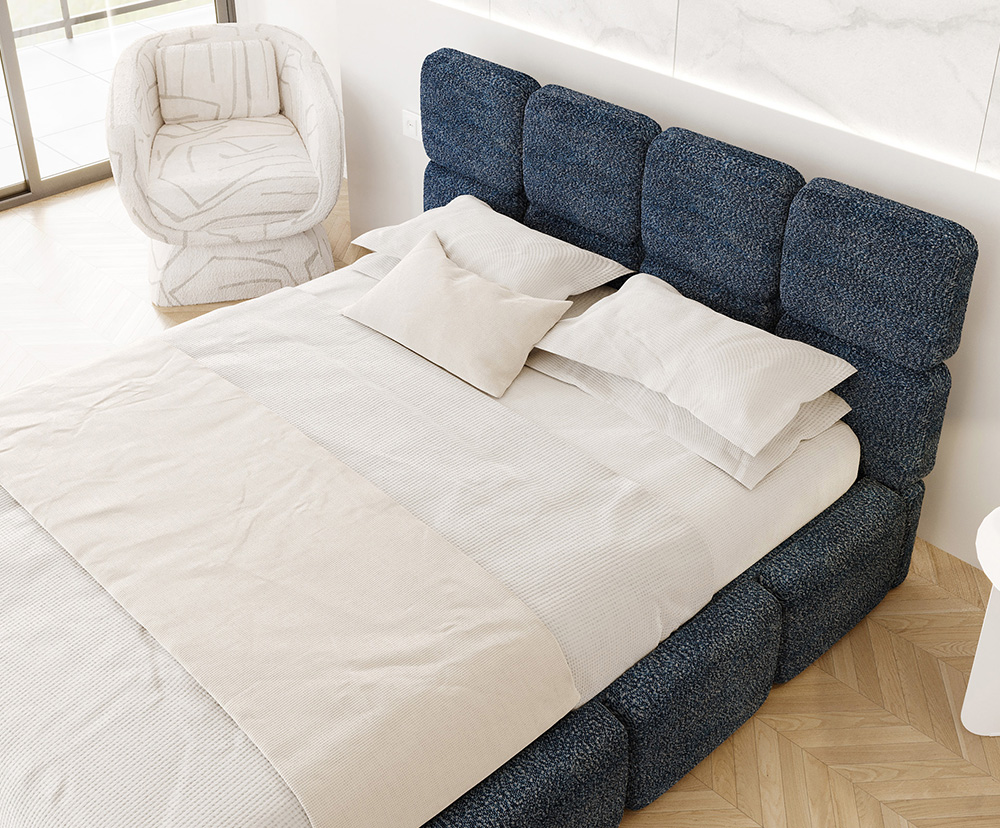 Čalouněná postel DELICATO 160x200 cm Modrá Cleo s úložným prostorem kovový rošt