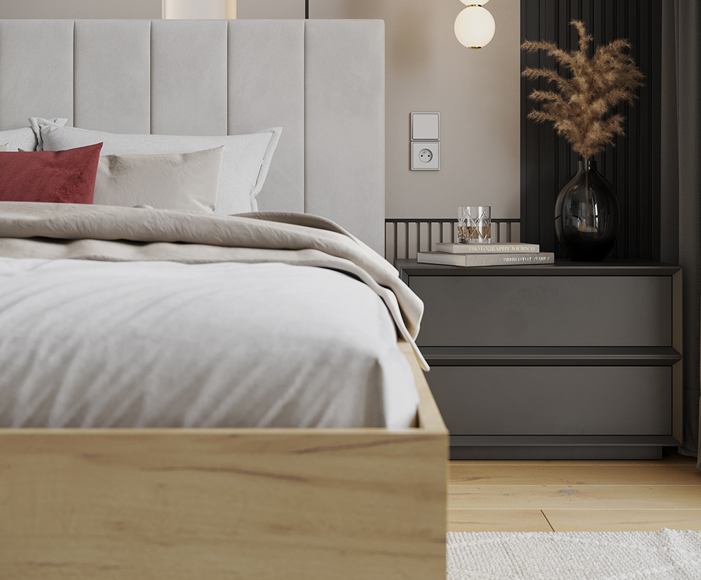 Čalouněná postel GRENADA 90x200 cm se zdvižným roštem bílá