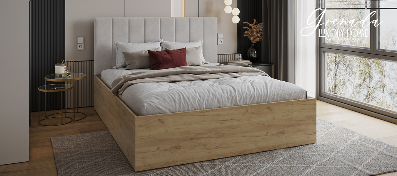 Čalouněná postel GRENADA 120x200 cm se zdvižným roštem bílá