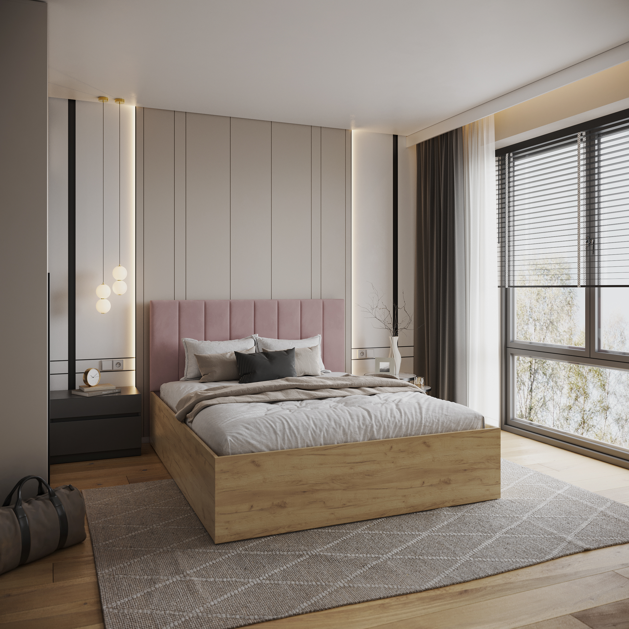 Čalouněná postel GRENADA 90x200 cm se zdvižným roštem růžová