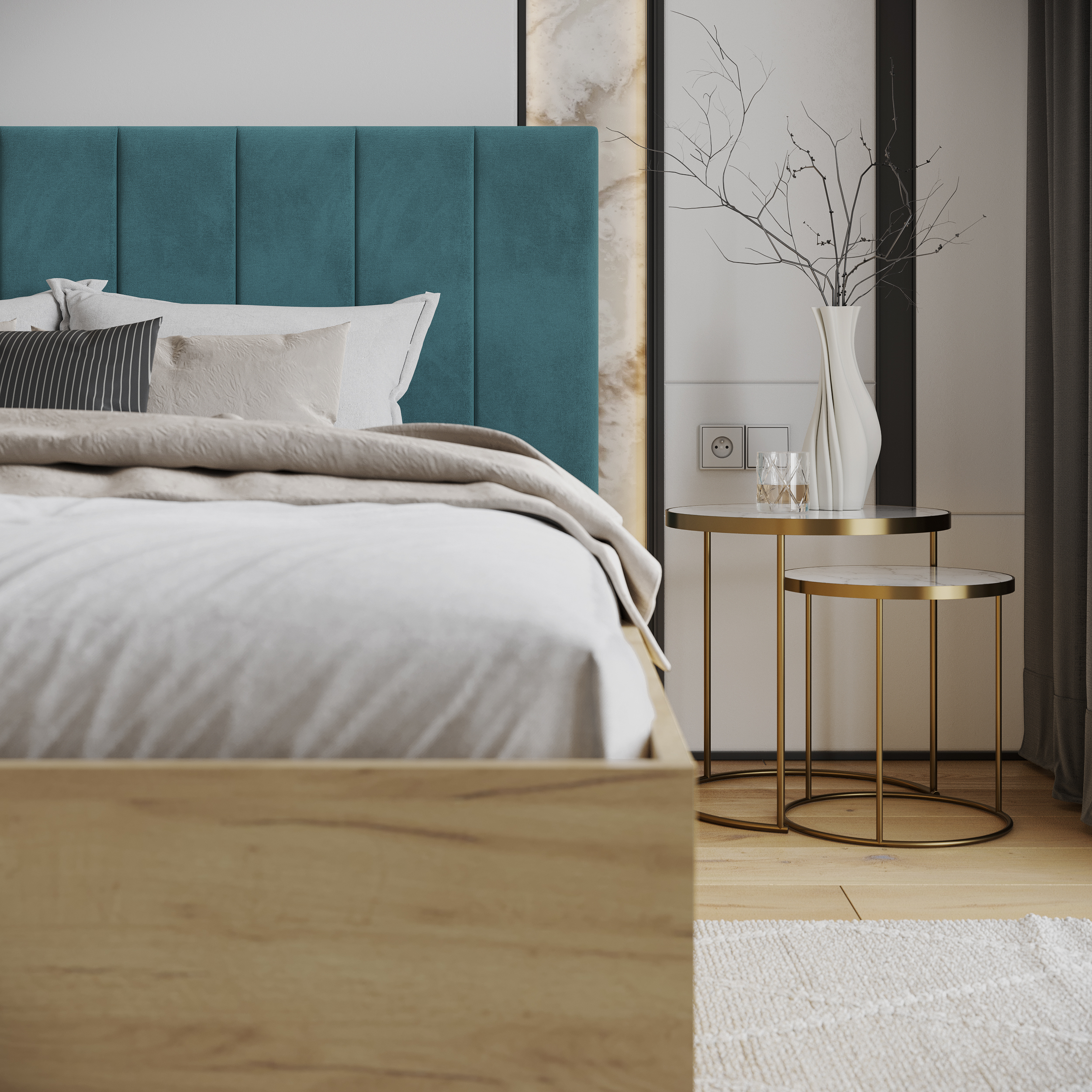 Čalouněná postel GRENADA 120x200 cm se zdvižným roštem tyrkysová