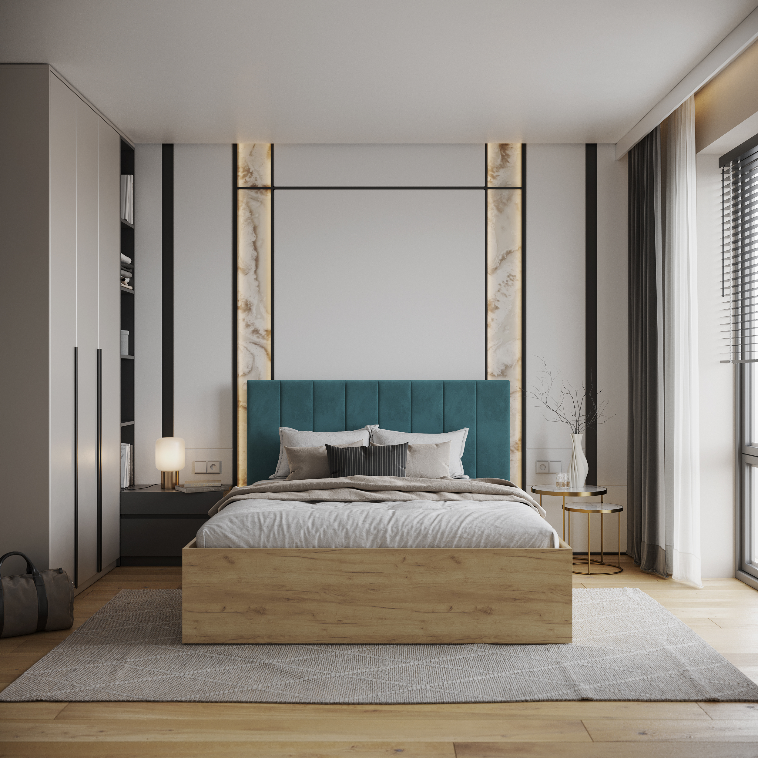 Čalouněná postel GRENADA 160x200 cm se zdvižným roštem tyrkysová