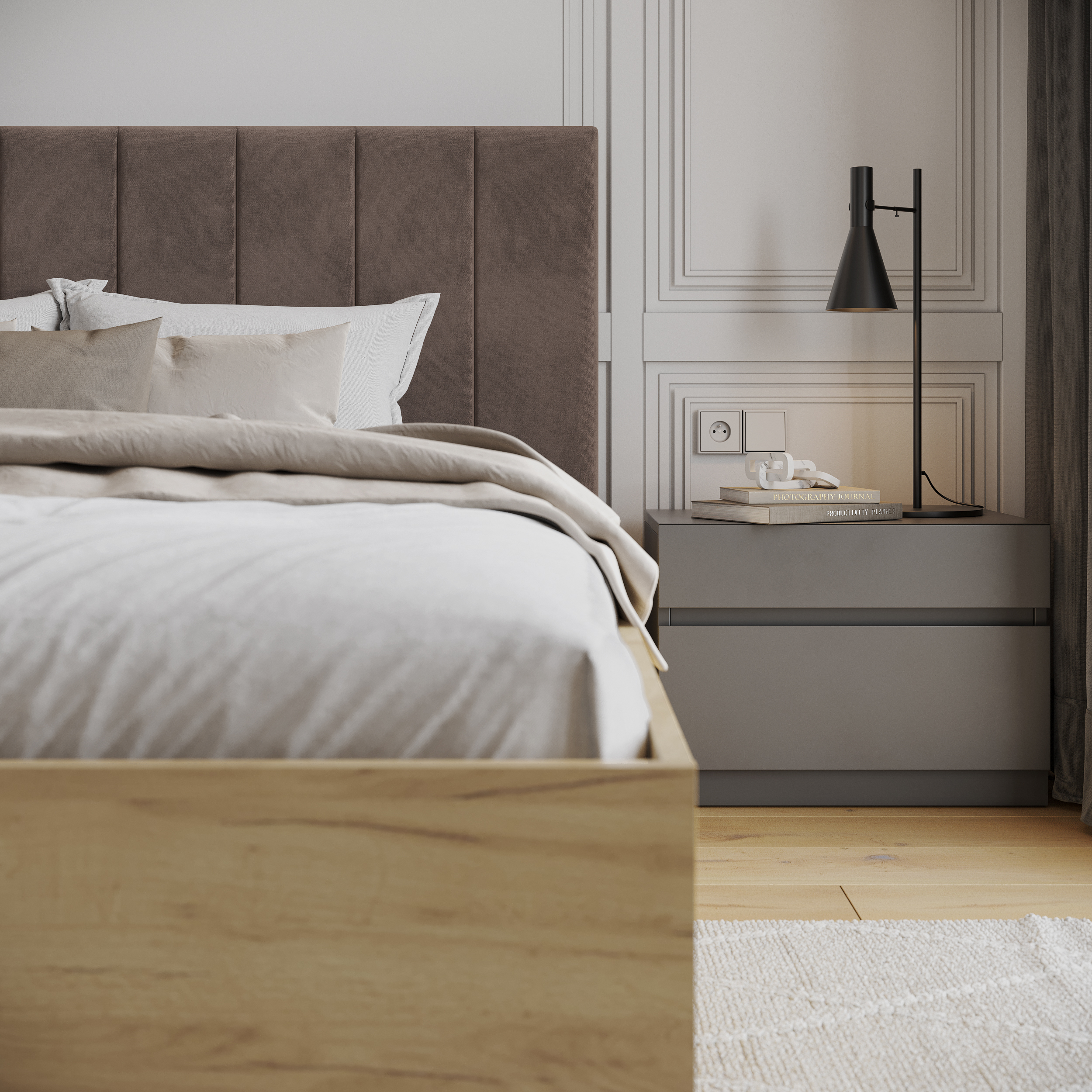 Čalouněná postel GRENADA 140x200 cm se zdvižným roštem hnědá