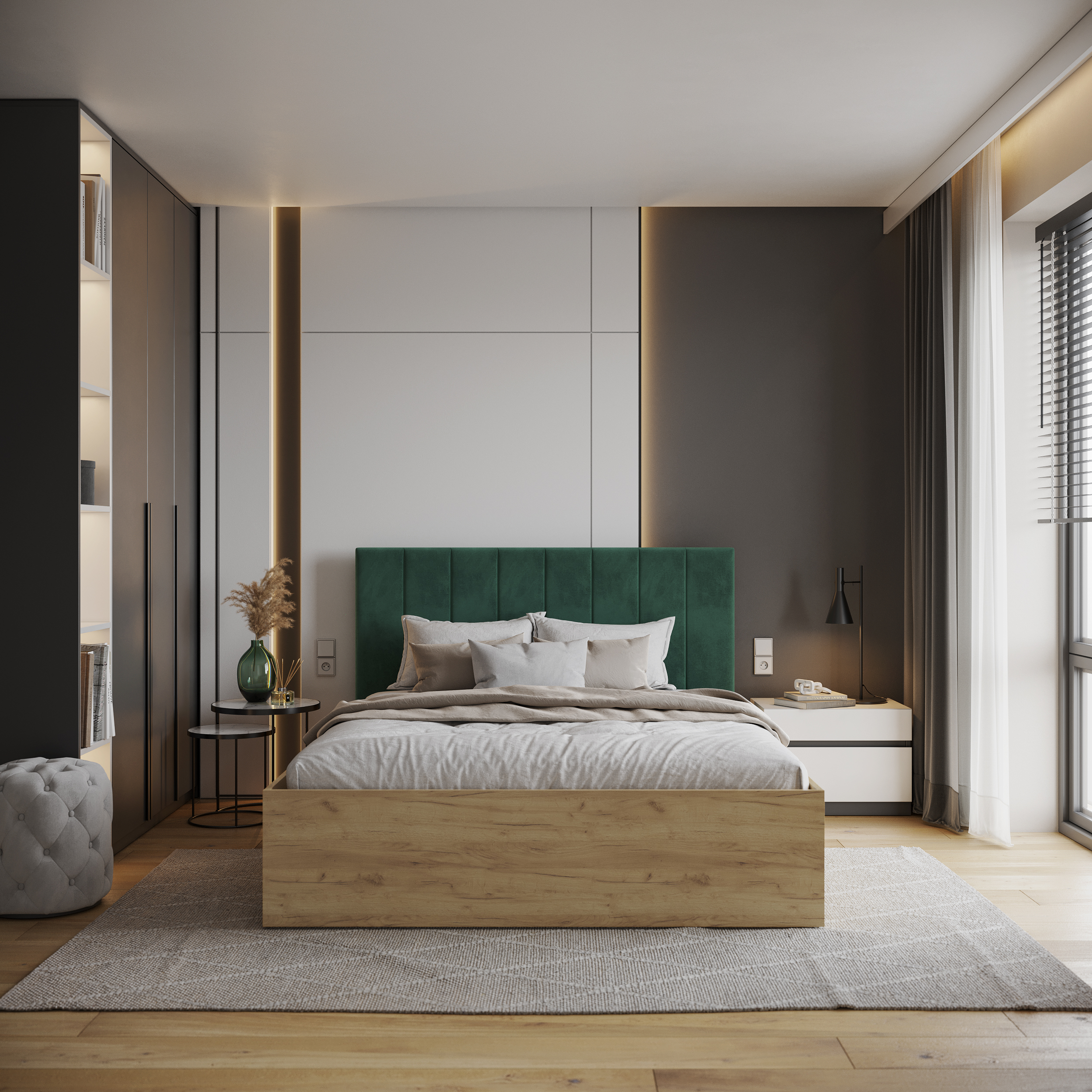 Čalouněná postel GRENADA 140x200 cm se zdvižným roštem zelená