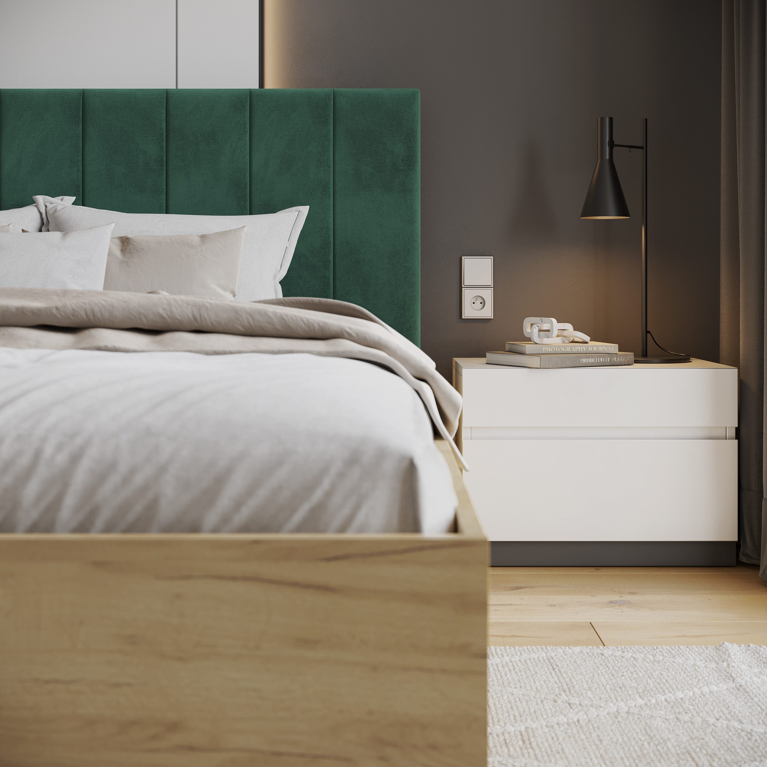 Čalouněná postel GRENADA 140x200 cm se zdvižným roštem zelená