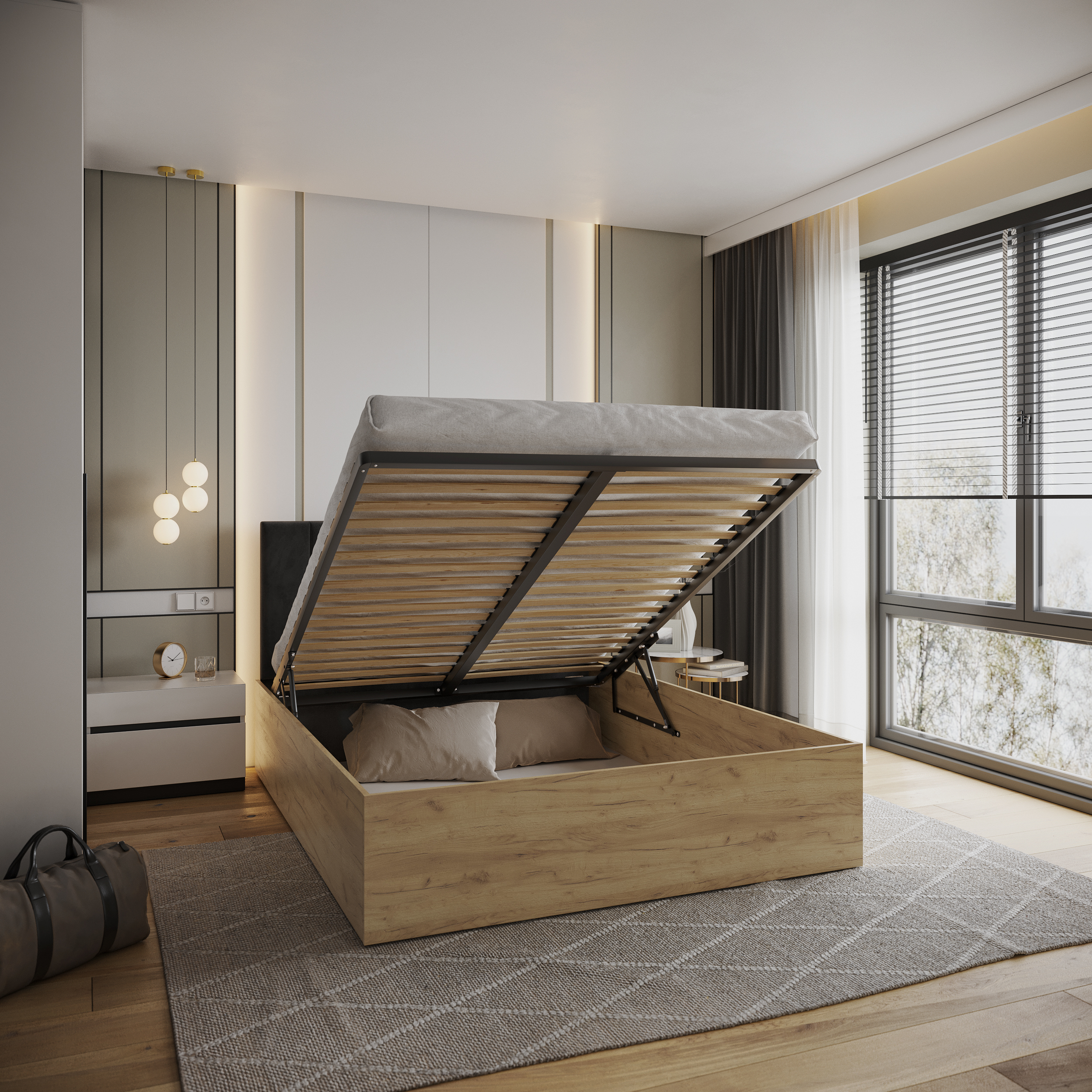 Čalouněná postel GRENADA 180x200 cm se zdvižným roštem černá