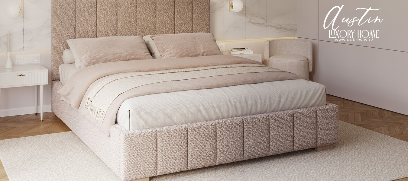 Čalouněná postel AUSTIN 140x200cm Růžová Boucle s úložným prostorem kovový rošt