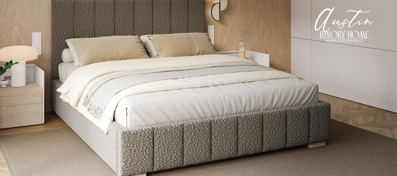 Čalouněná postel AUSTIN 90x200cm Tmavě šedá Boucle s úložným prostorem kovový rošt