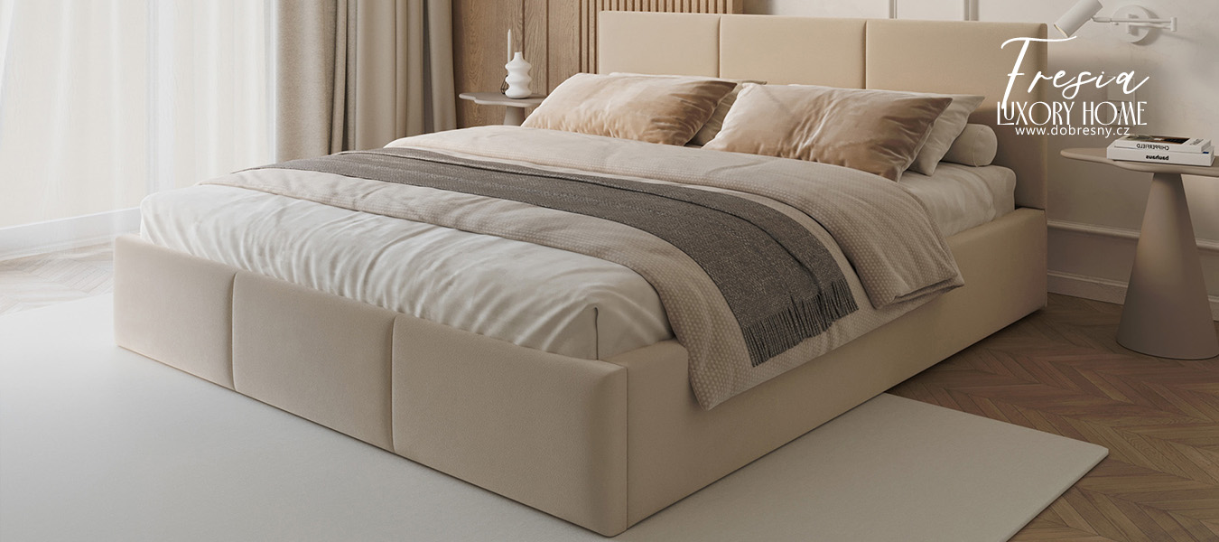 Čalouněná postel FRESIA 120x200cm Krémová Paris s úložným prostorem kovový rošt