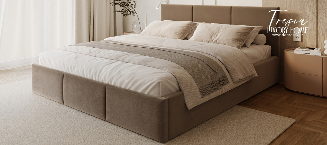 Čalouněná postel FRESIA 90x200cm Hnědá Paris s úložným prostorem kovový rošt