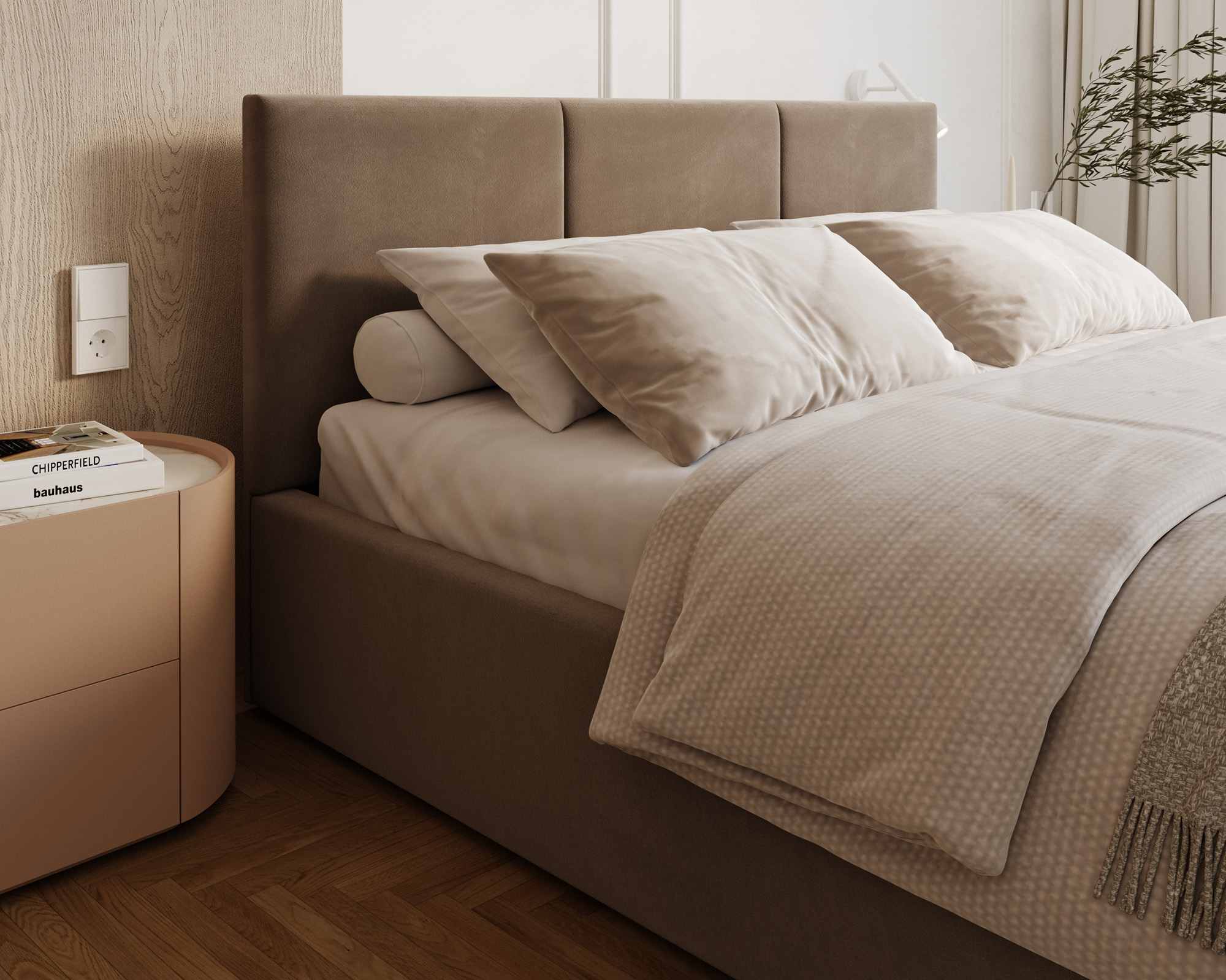 Čalouněná postel FRESIA 160x200cm Hnědá Paris s úložným prostorem kovový rošt