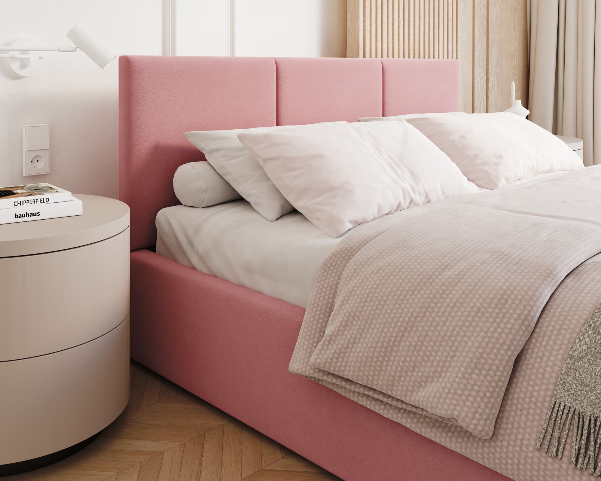 Čalouněná postel FRESIA 120x200cm Růžová Paris s úložným prostorem kovový rošt