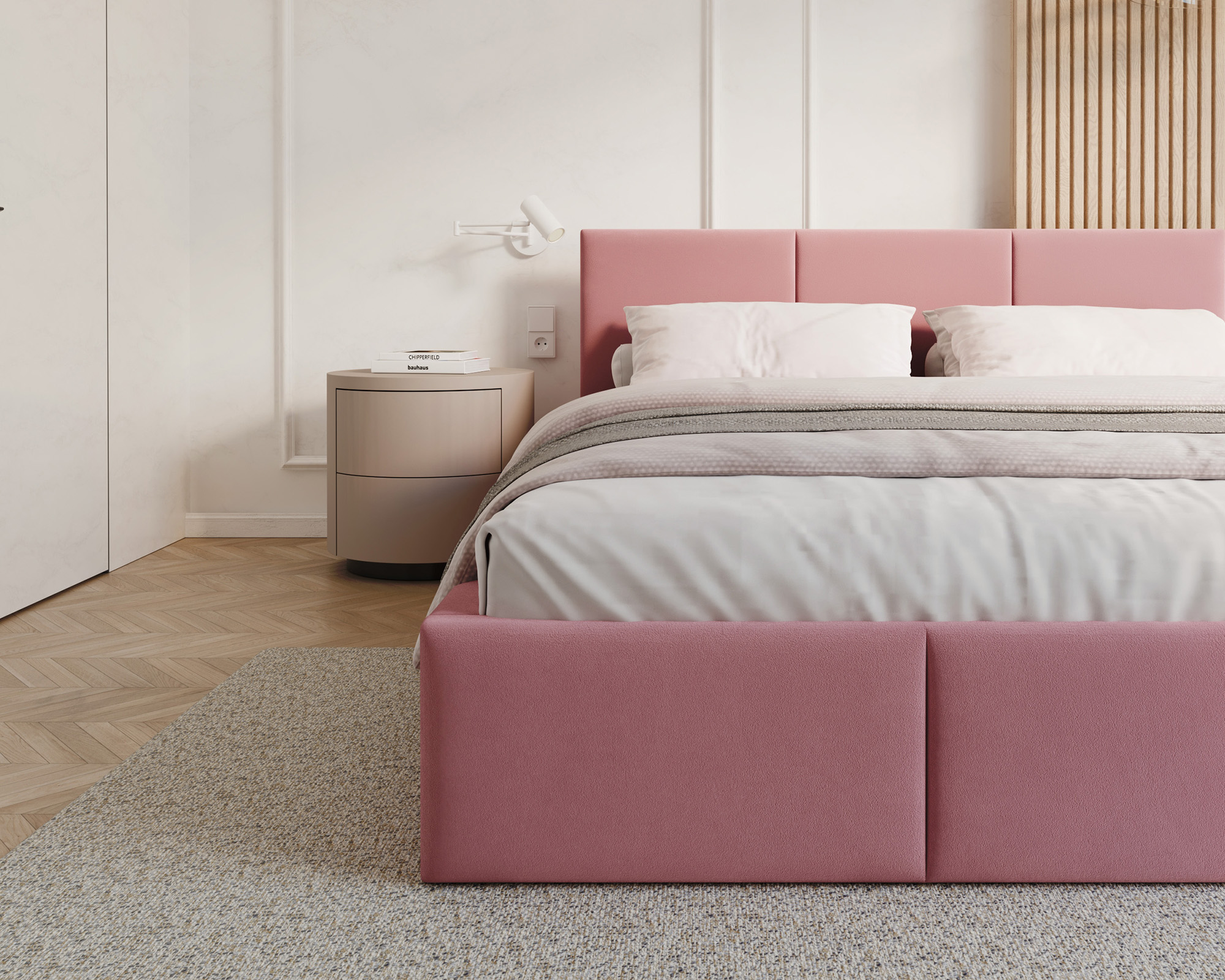 Čalouněná postel FRESIA 180x200cm Růžová Paris s úložným prostorem kovový rošt