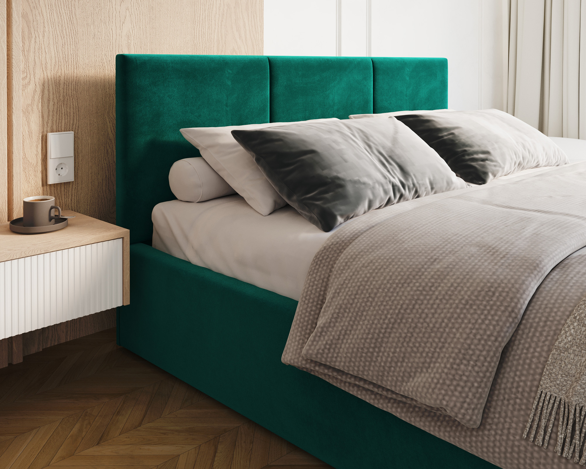 Čalouněná postel FRESIA 180x200cm Tyrkysová Paris s úložným prostorem kovový rošt