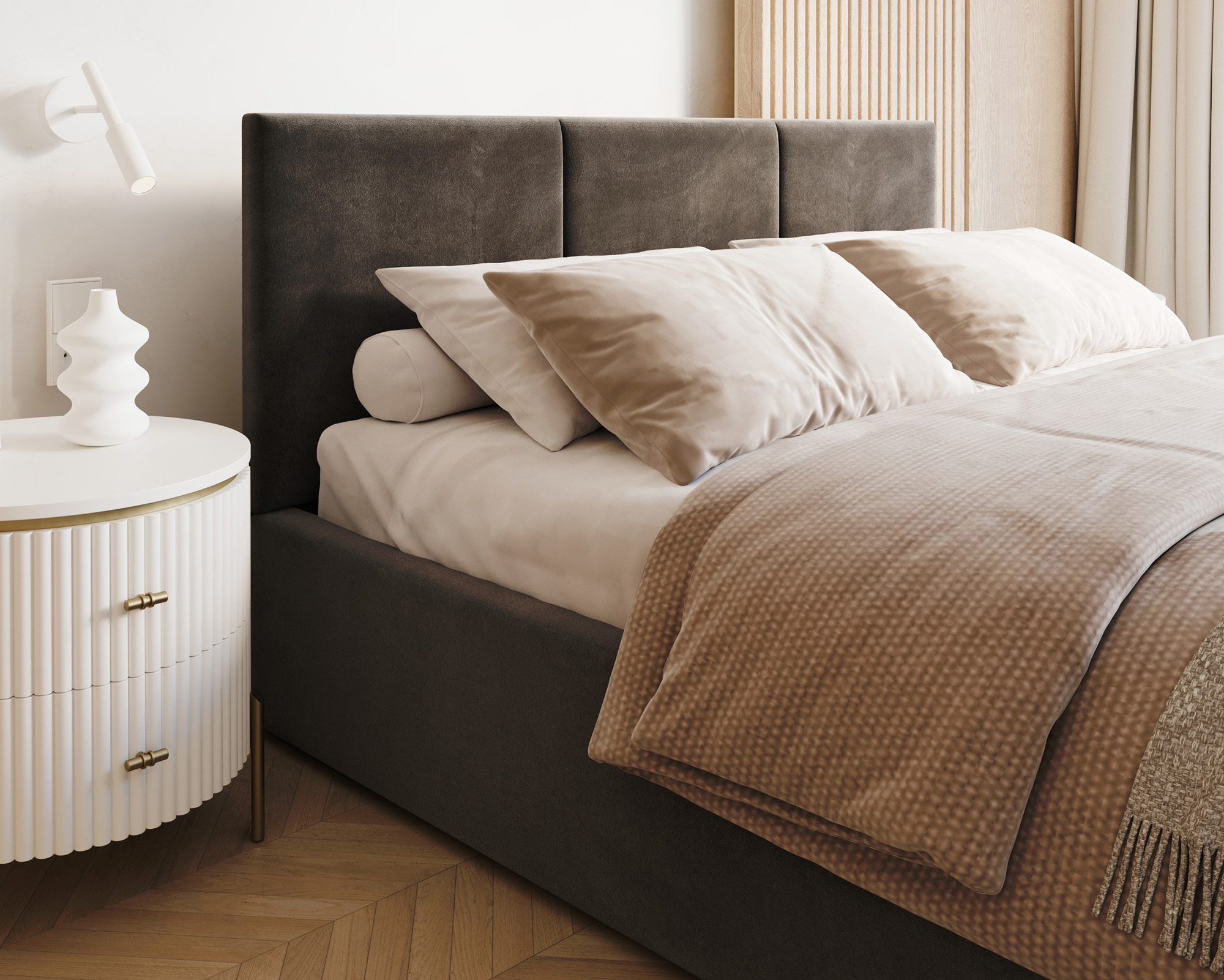 Čalouněná postel FRESIA 160x200cm Tmavě šedá Paris s úložným prostorem kovový rošt