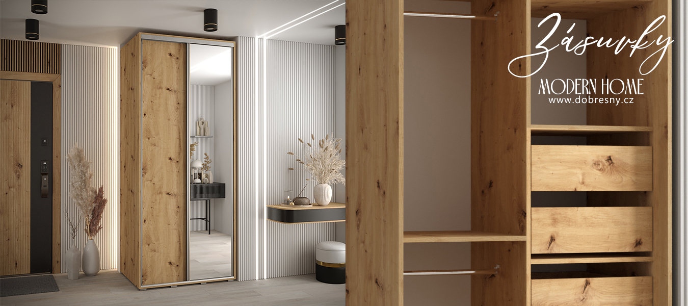 Sada zásuvek 2ks - Do šatních skříní s posuvnými dveřmi 250cm | Dub Artisan