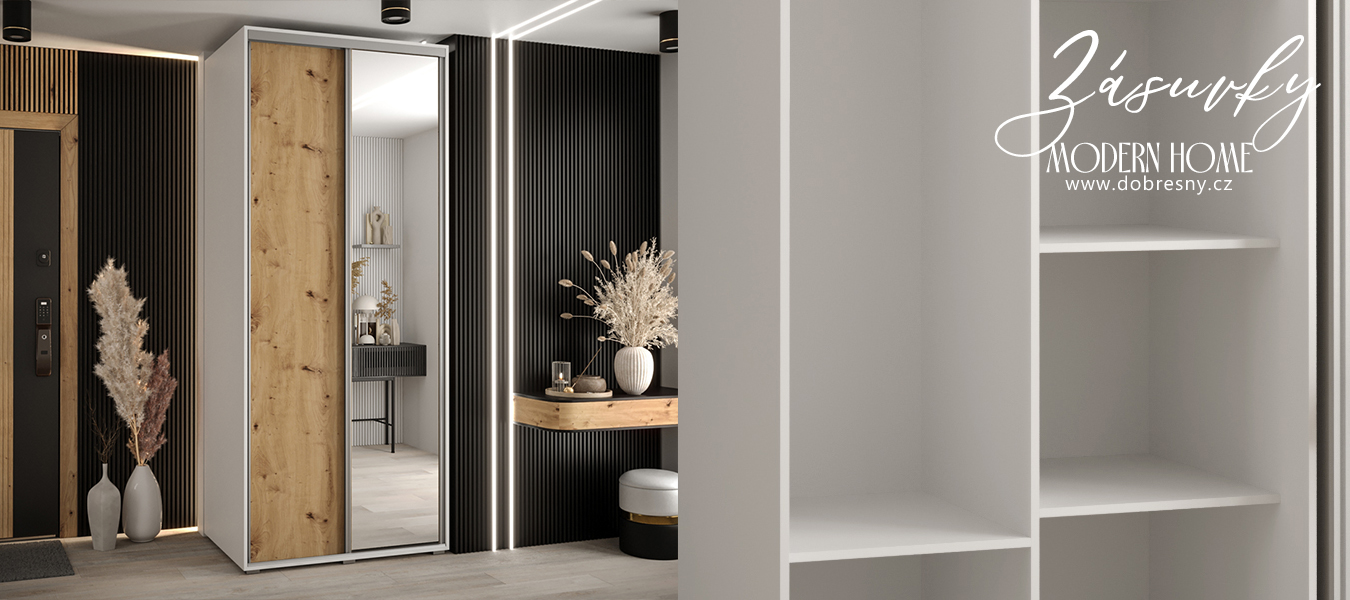 Sada zásuvek 2ks - Do šatních skříní s posuvnými dveřmi 250cm | Bílá