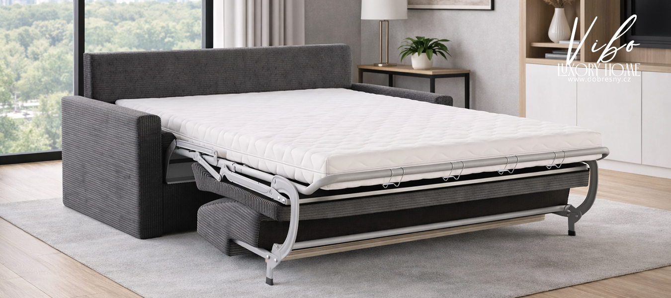 Rozkládací pohovka VIBO GRAFIT SZTRUKS 140x198cm