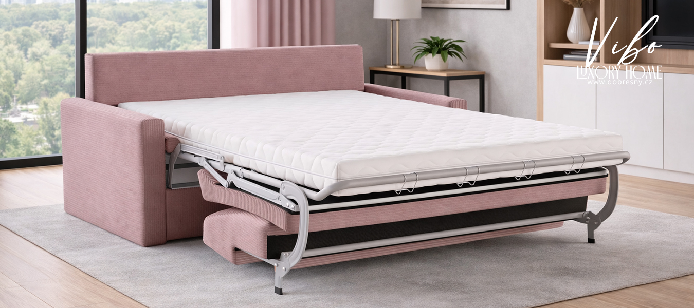 Rozkládací pohovka VIBO RŮŽOVÁ SZTRUKS 140x197cm