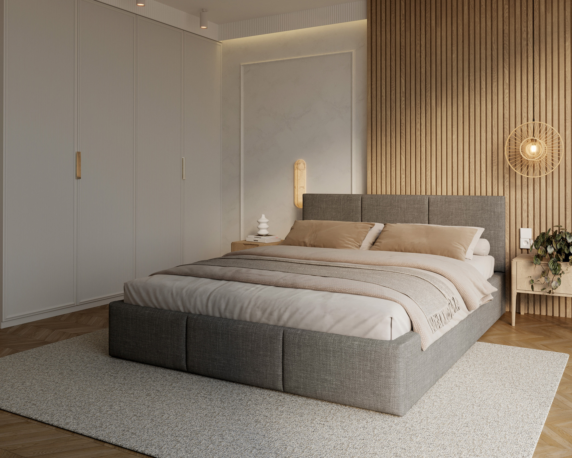 Čalouněná postel FRESIA 90x200cm Grafit Ottawa s úložným prostorem kovový rošt