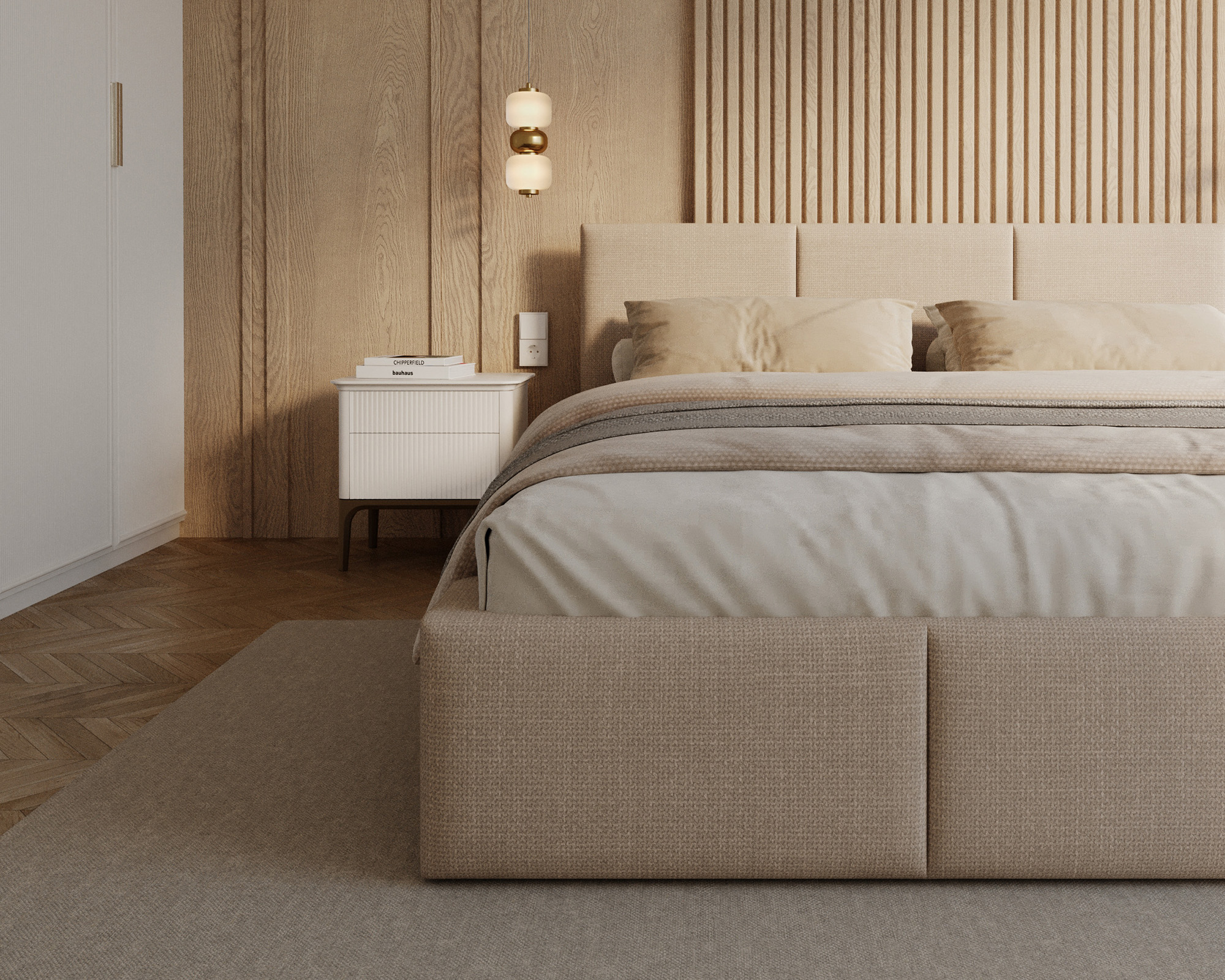 Čalouněná postel FRESIA 180x200cm Krémová Ottawa s úložným prostorem kovový rošt