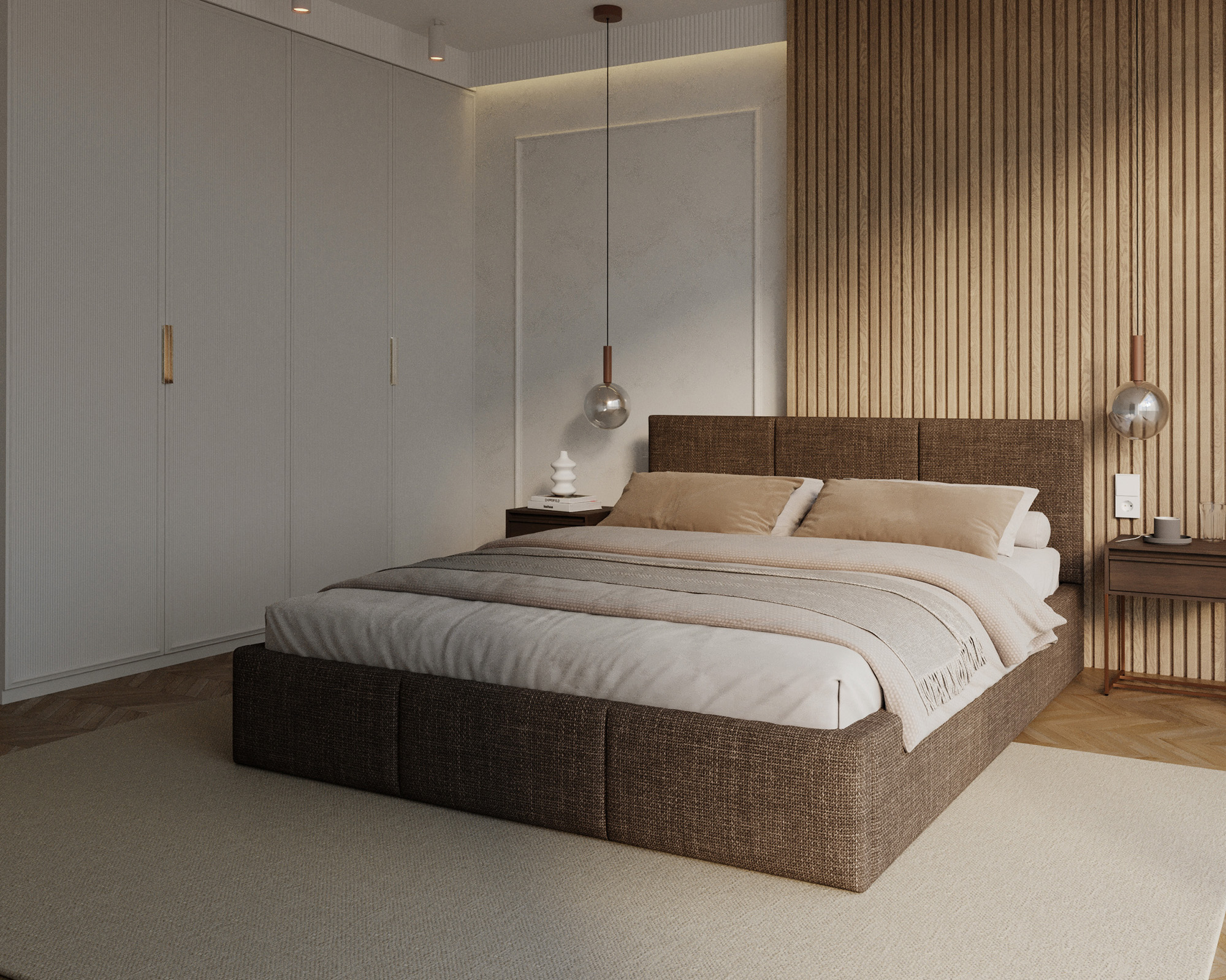 Čalouněná postel FRESIA 140x200cm Hnědá Ottawa s úložným prostorem kovový rošt