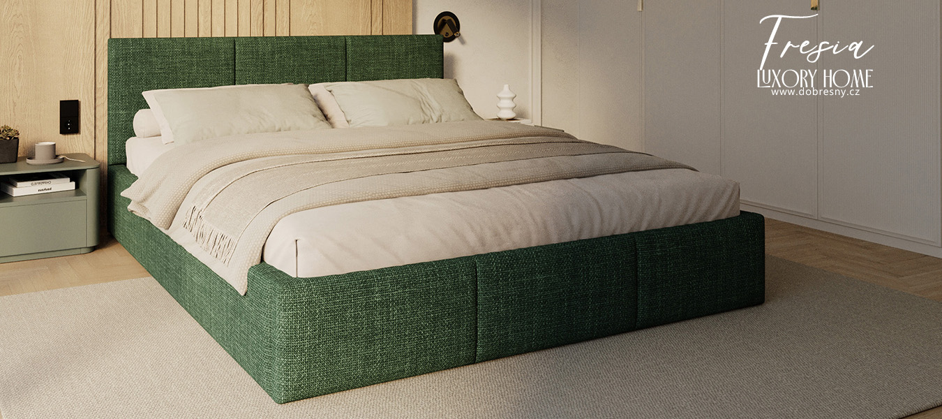 Čalouněná postel FRESIA 120x200cm Zelená Ottawa s úložným prostorem kovový rošt