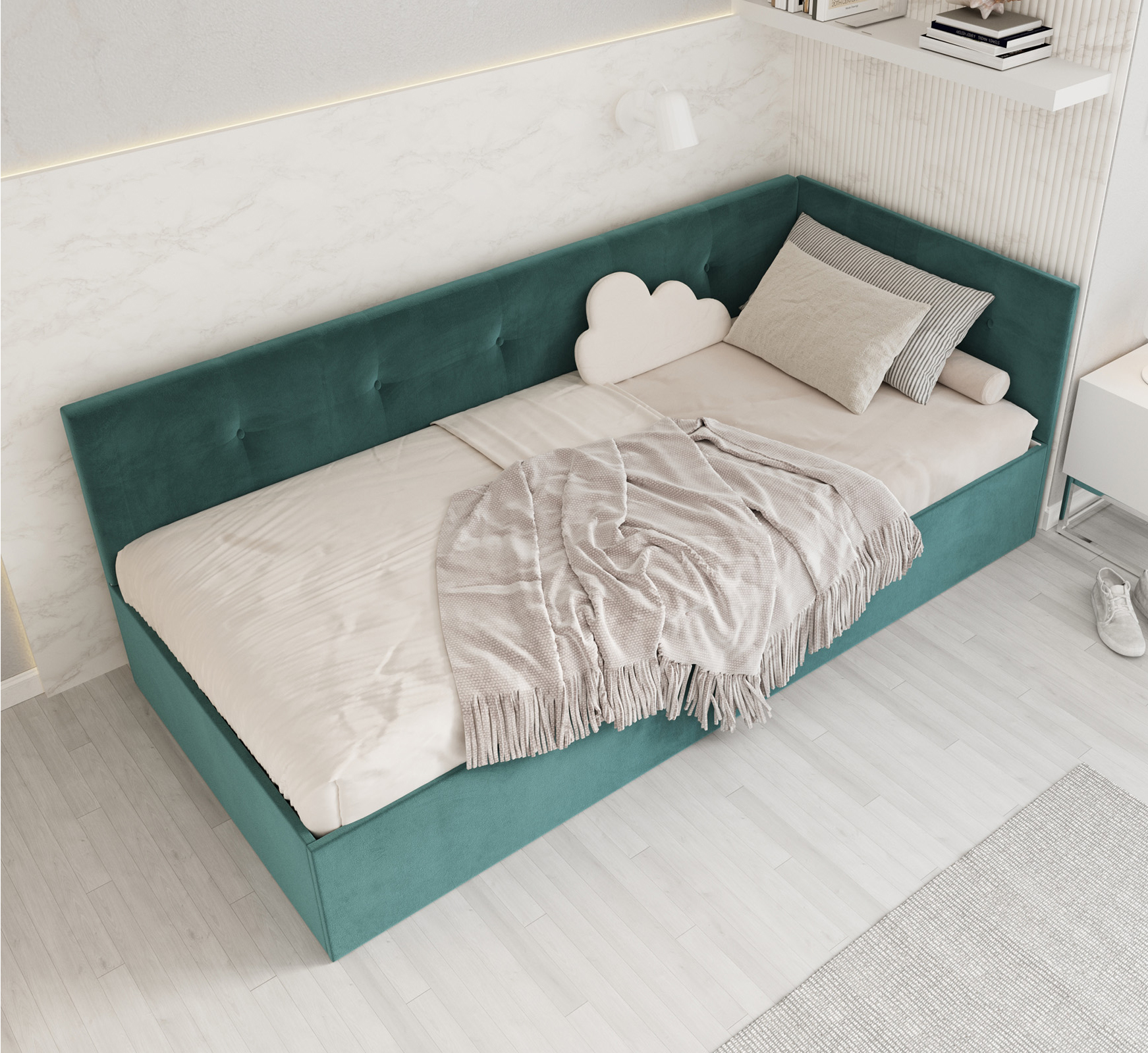 Postel EDDY 2 pro děti a mládež tyrkysová TRINITY 100x200 kovový zdvižný rošt