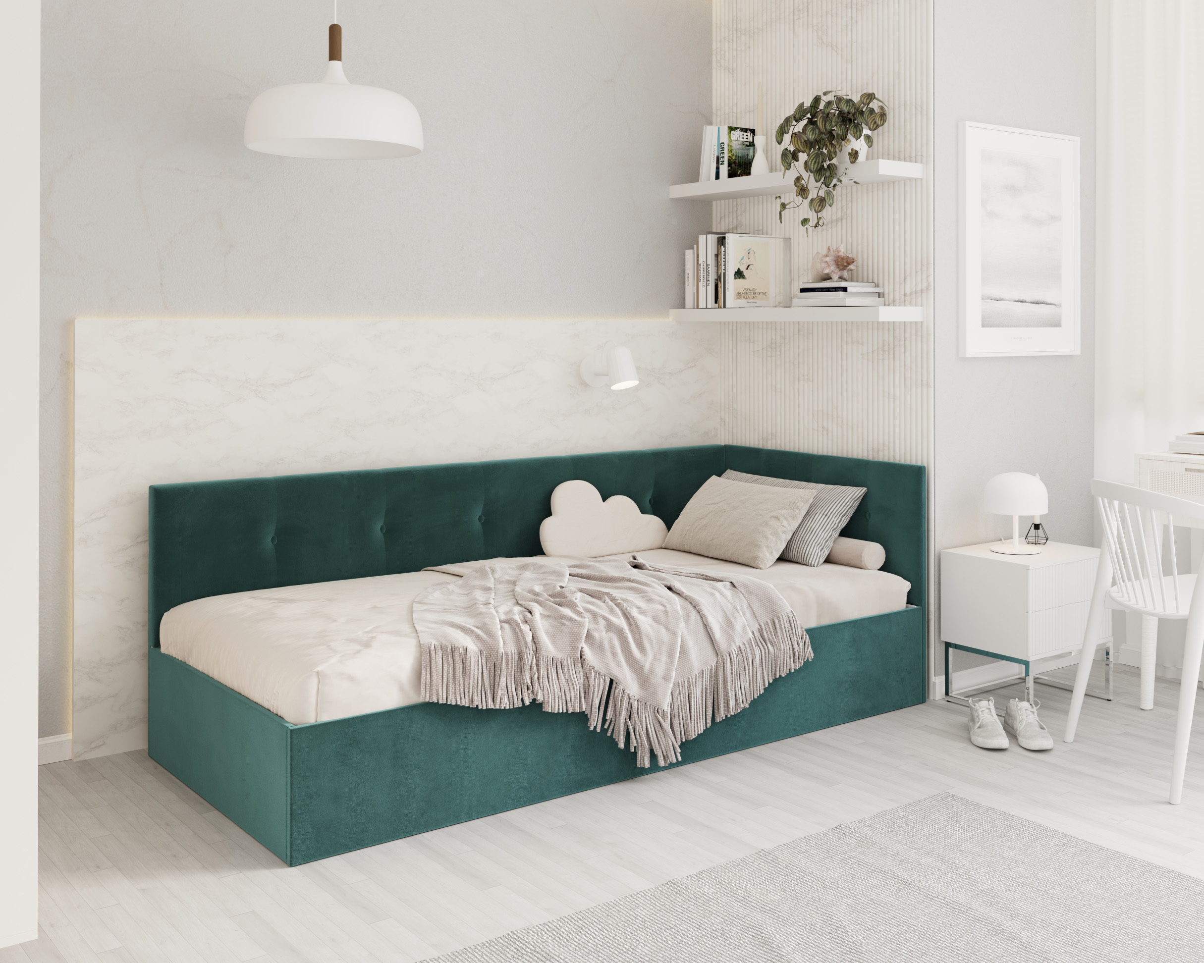 Postel EDDY 2 pro děti a mládež tyrkysová TRINITY 100x200 kovový zdvižný rošt