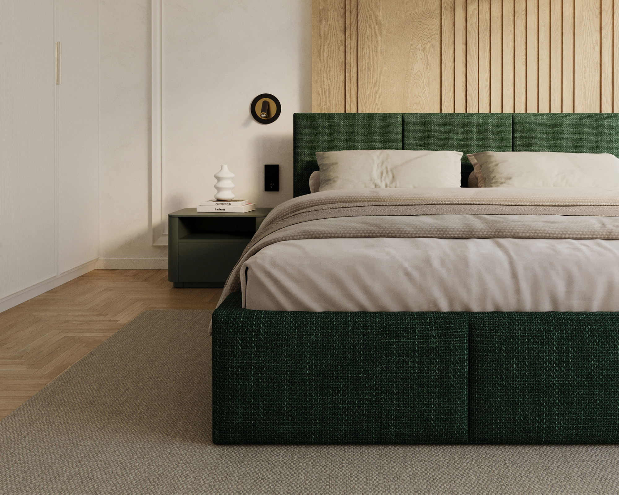 Čalouněná postel FRESIA 160x200cm Zelená Ottawa s úložným prostorem kovový rošt