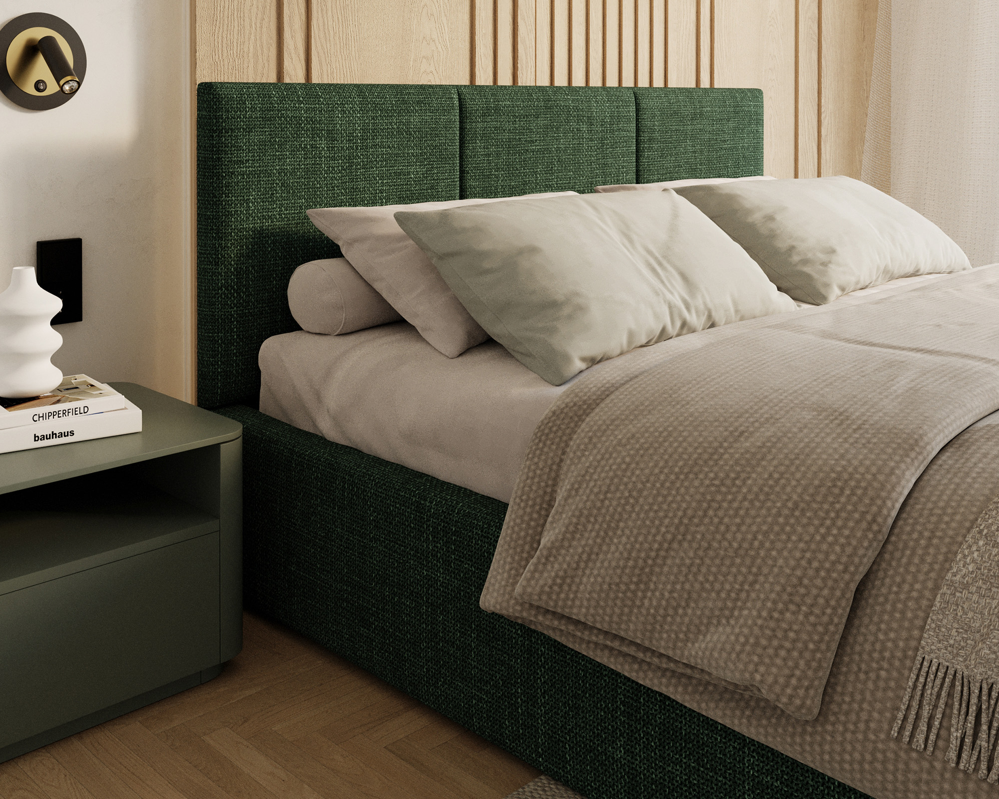 Čalouněná postel FRESIA 180x200cm Zelená Ottawa s úložným prostorem kovový rošt