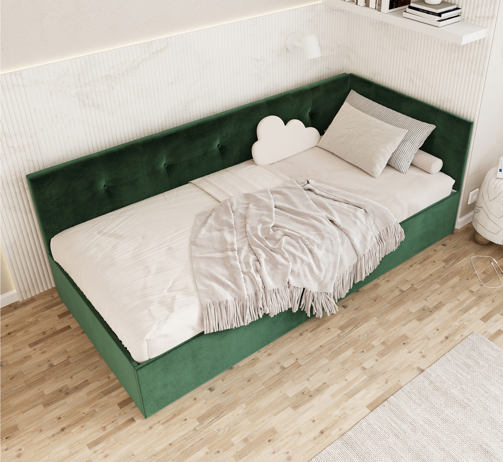 Postel EDDY 2 pro děti a mládež zelená TRINITY 100x200 kovový zdvižný rošt