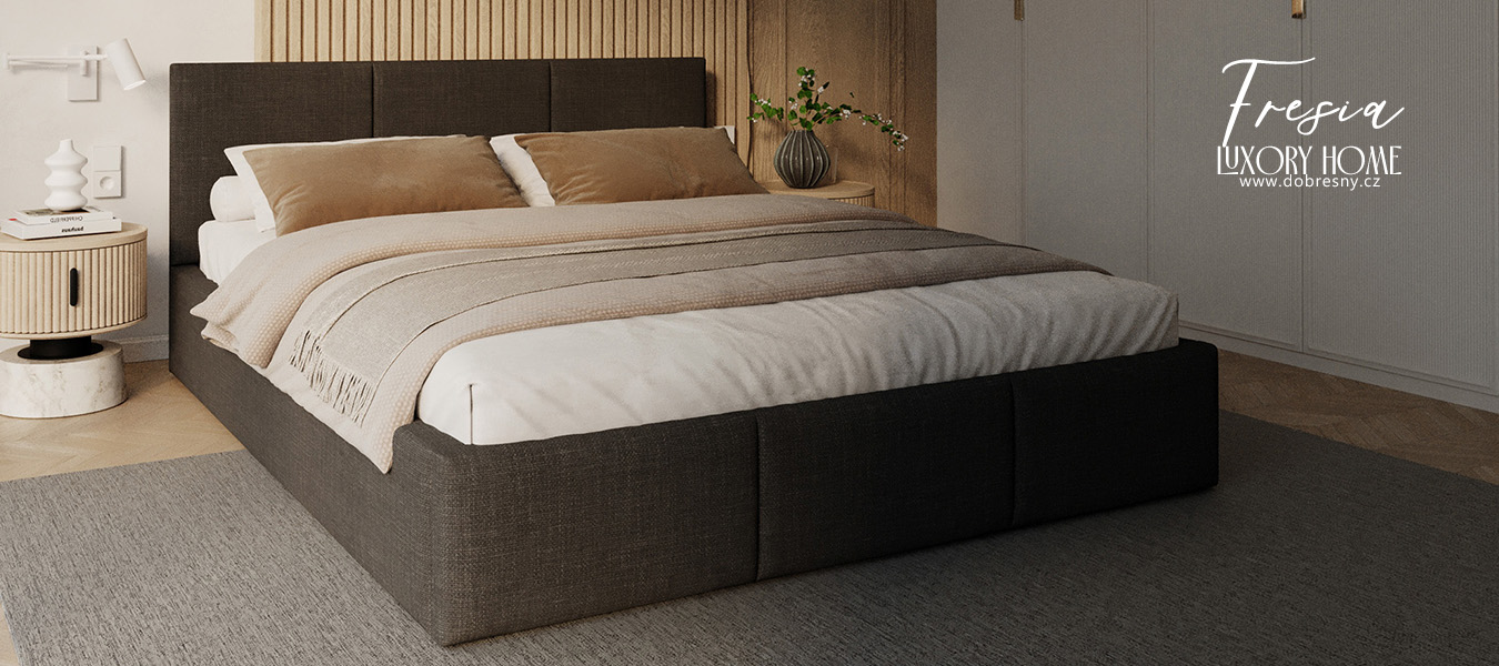 Čalouněná postel FRESIA 180x200cm Černá Ottawa s úložným prostorem kovový rošt