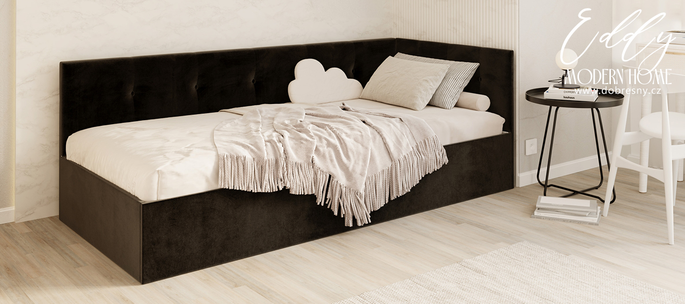 Postel EDDY 2 pro děti a mládež černá TRINITY 100x200 kovový zdvižný rošt