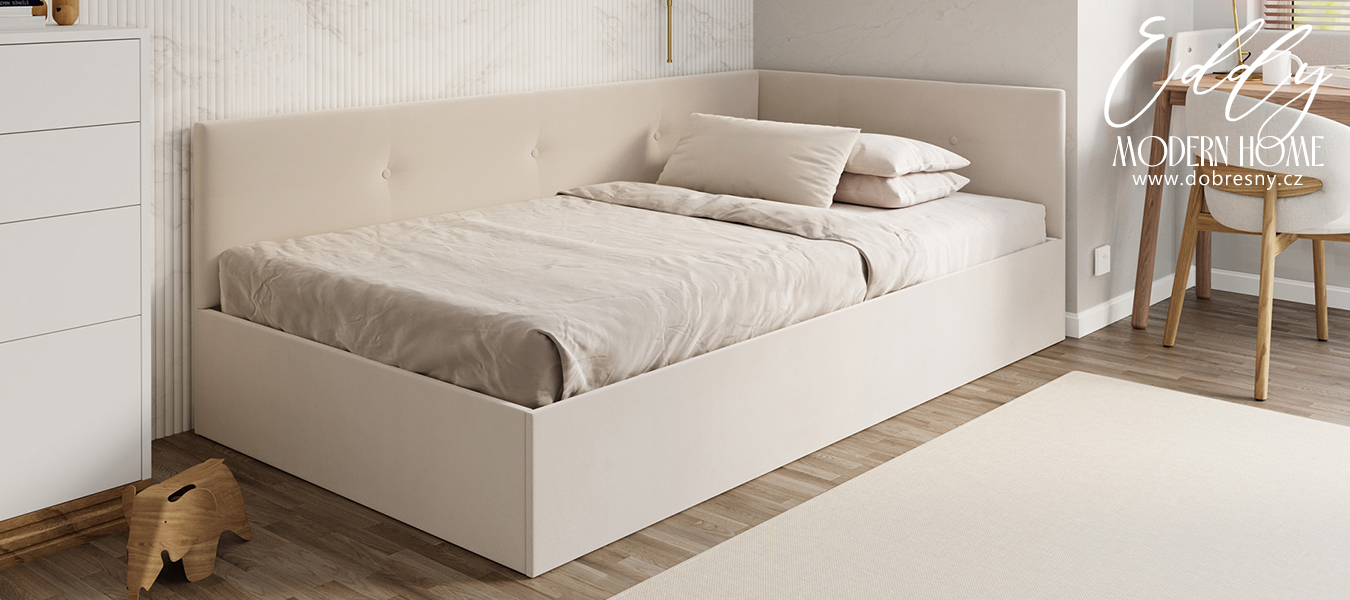 Postel EDDY 2 pro děti a mládež krémová TRINITY 120x200 kovový zdvižný rošt