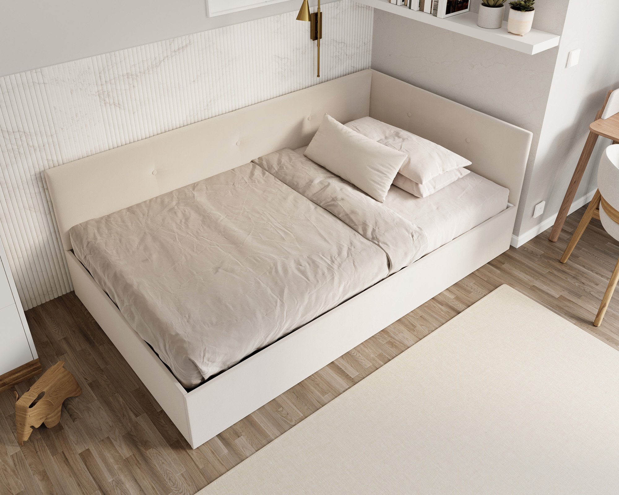 Postel EDDY 2 pro děti a mládež krémová TRINITY 120x200 kovový zdvižný rošt