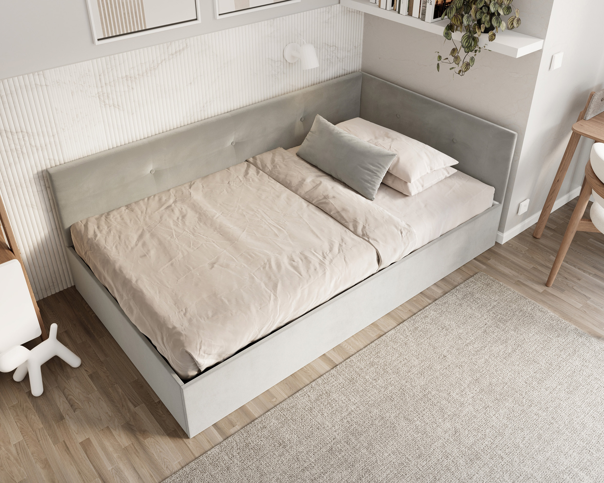 Postel EDDY 2 pro děti a mládež šedá TRINITY 120x200 kovový zdvižný rošt